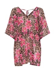 Yours Curve Brown Chiffon Throw On Cover-Up - Image 7 of 7