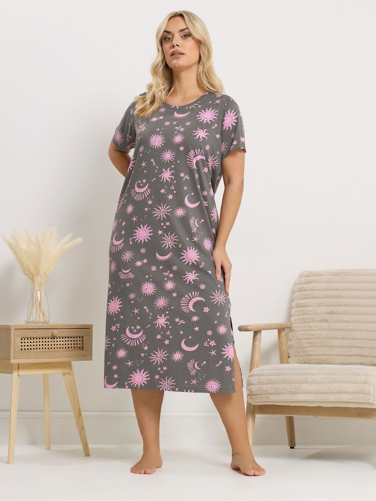 Yours Curve Grey Midaxi Nightdress - Image 1 of 4