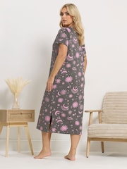 Yours Curve Grey Midaxi Nightdress - Image 3 of 4