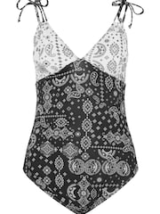 Yours Curve Black Bandana Tie Swimsuit - Image 2 of 2