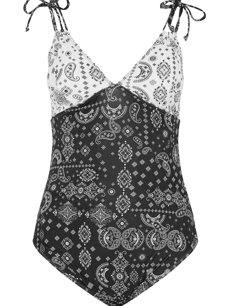 Yours Curve Black Bandana Tie Swimsuit - Image 2 of 2