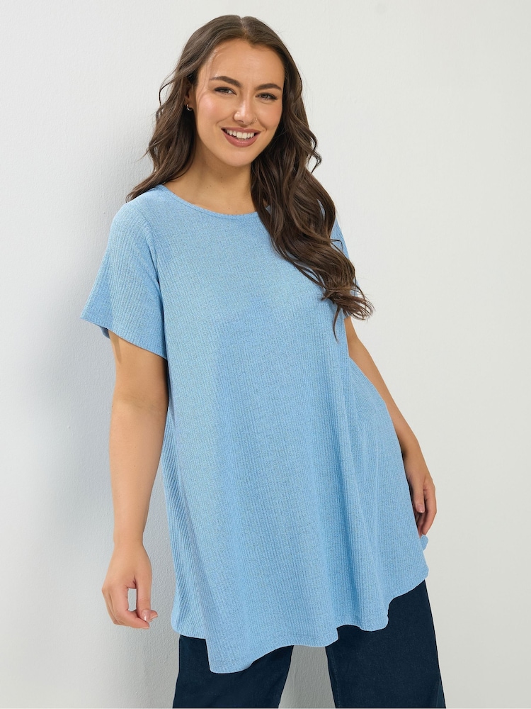 Yours Curve Weiches, geripptes T-Shirt - Bild 1 von 5