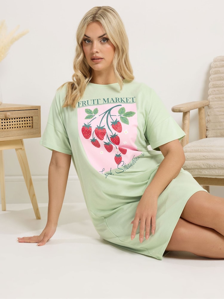 Yours Curve Green Sleeptee Nightie - Image 2 of 4 Yours Curve Green Sleeptee Nightie - Image 2 of 4