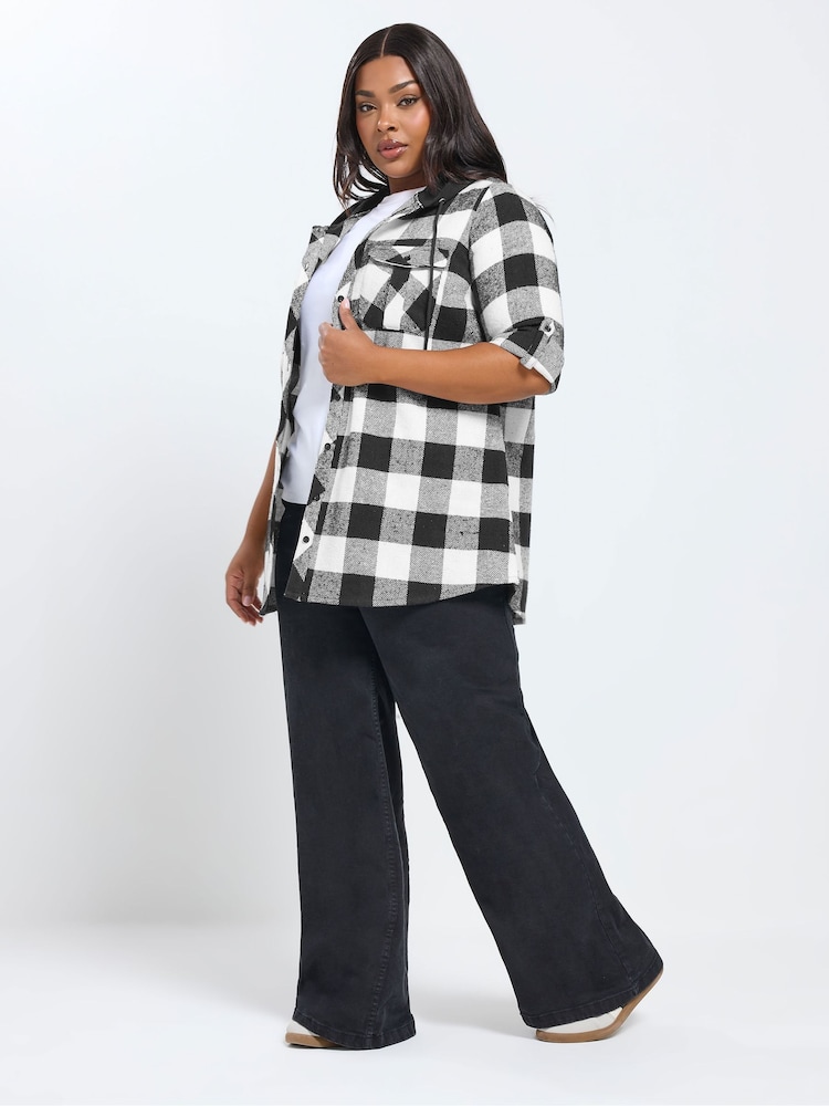 Yours Curve Hooded Check Shirt - Obraz 2 z 5 Yours Curve Hooded Check Shirt - Obraz 2 z 5