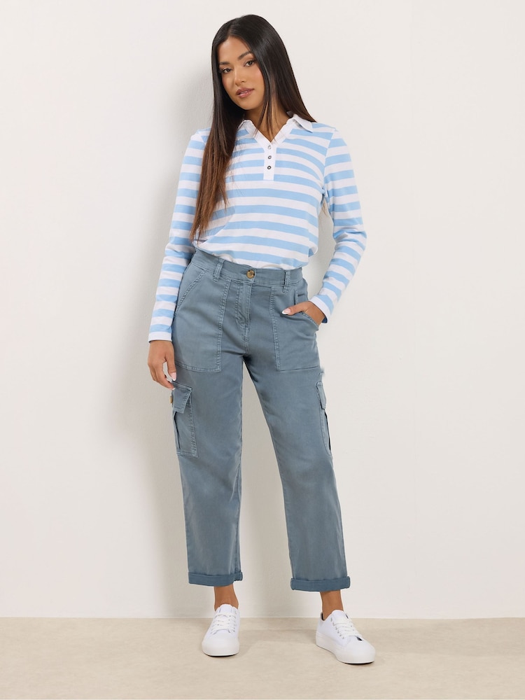 M&Co Blue Petite Cargo Trousers - Image 2 of 5 M&Co Blue Petite Cargo Trousers - Image 2 of 5