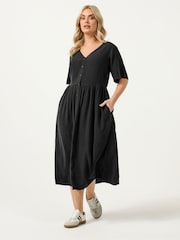 Yours Curve Black Chambray Maxi Tea Dress - Image 1 of 5