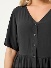 Yours Curve Black Chambray Maxi Tea Dress - Image 4 of 5