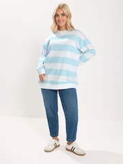 Yours Curve Blue Striped Sweatshirt - Image 2 of 5