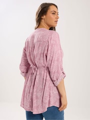 Yours Curve Pink Pintuck All Over Print Blouse - Image 3 of 5