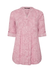 Yours Curve Pink Pintuck All Over Print Blouse - Image 5 of 5