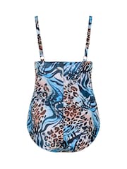 Yours Curve Blue Plunge Swimsuit - Image 3 of 3