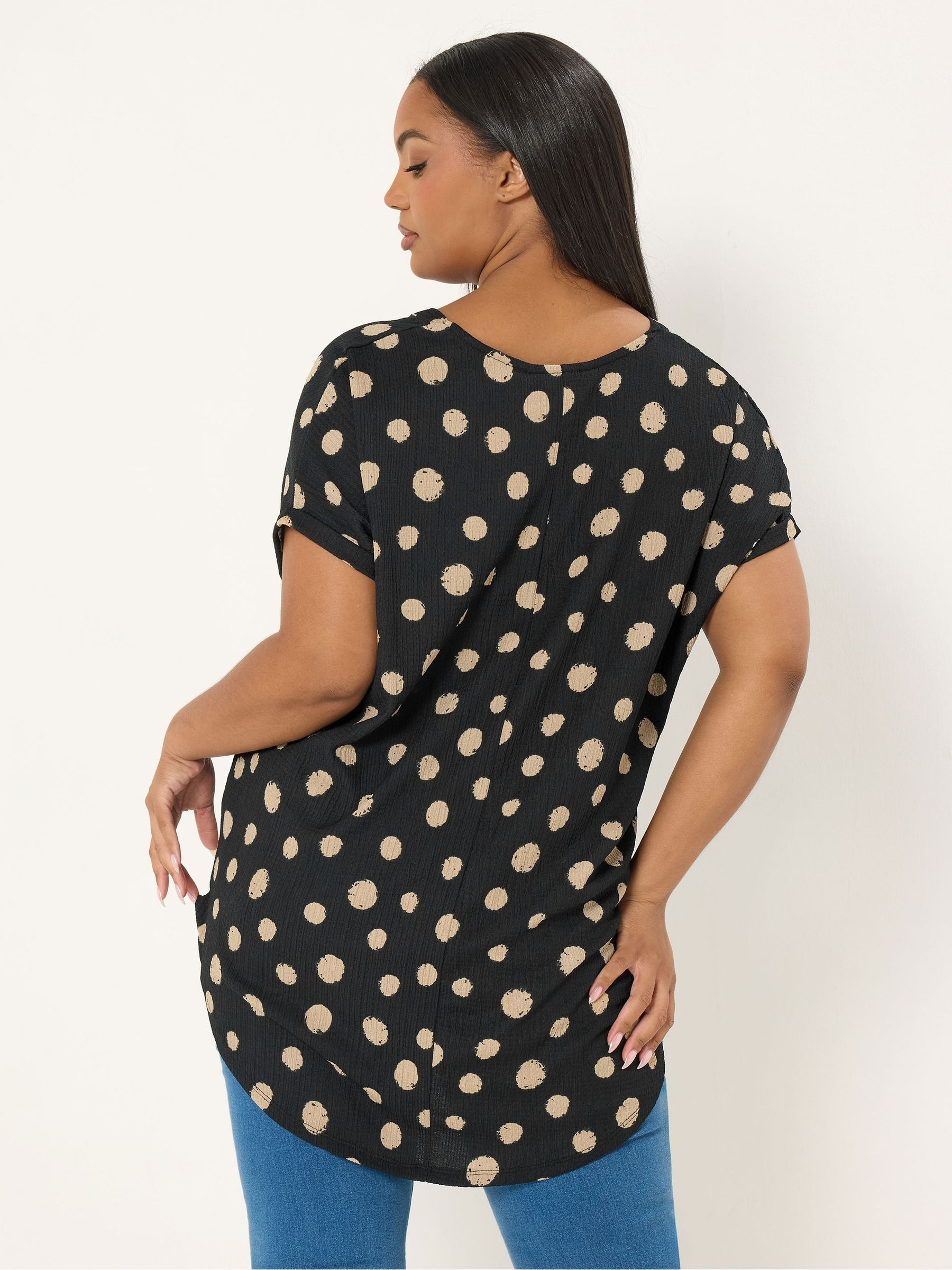 Buy Yours Curve Black Polka Dot Notch Neck Front Top from Next USA