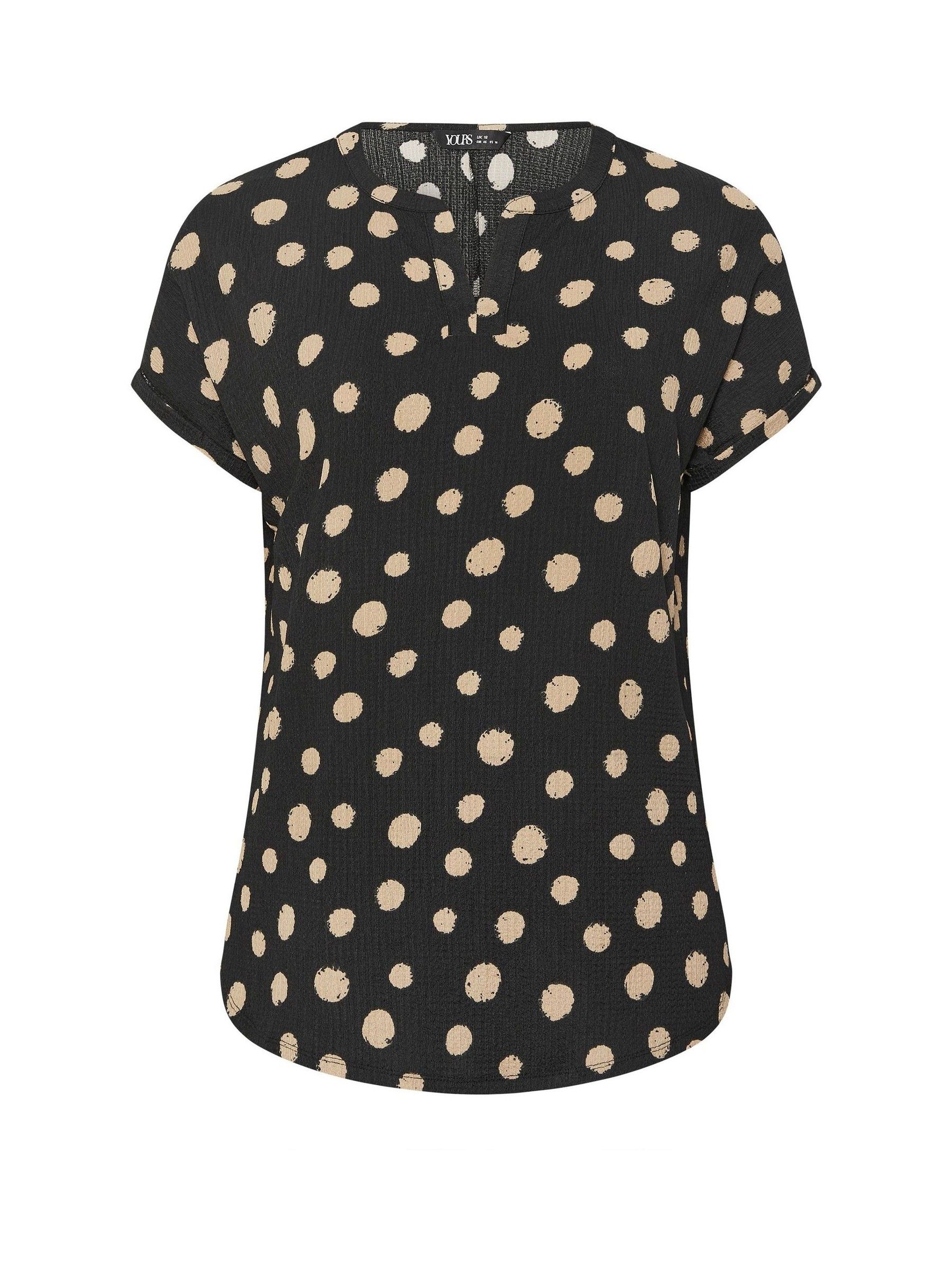 Buy Yours Curve Black Polka Dot Notch Neck Front Top from the Next