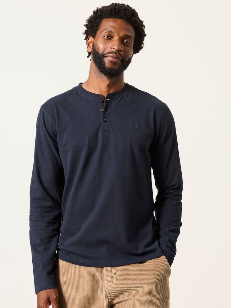 FatFace 3 Pack Navy/Green/Burgundy Long Sleeve Henley T-Shirt - Image 2 of 8
