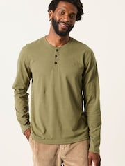 FatFace 3 Pack Navy/Green/Burgundy Long Sleeve Henley T-Shirt - Image 4 of 8