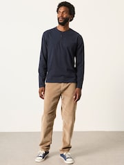 FatFace 3 Pack Navy/Green/Burgundy Long Sleeve Henley T-Shirt - Image 5 of 8