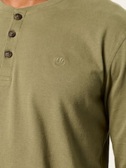 FatFace 3 Pack Navy/Green/Burgundy Long Sleeve Henley T-Shirt - Image 6 of 8