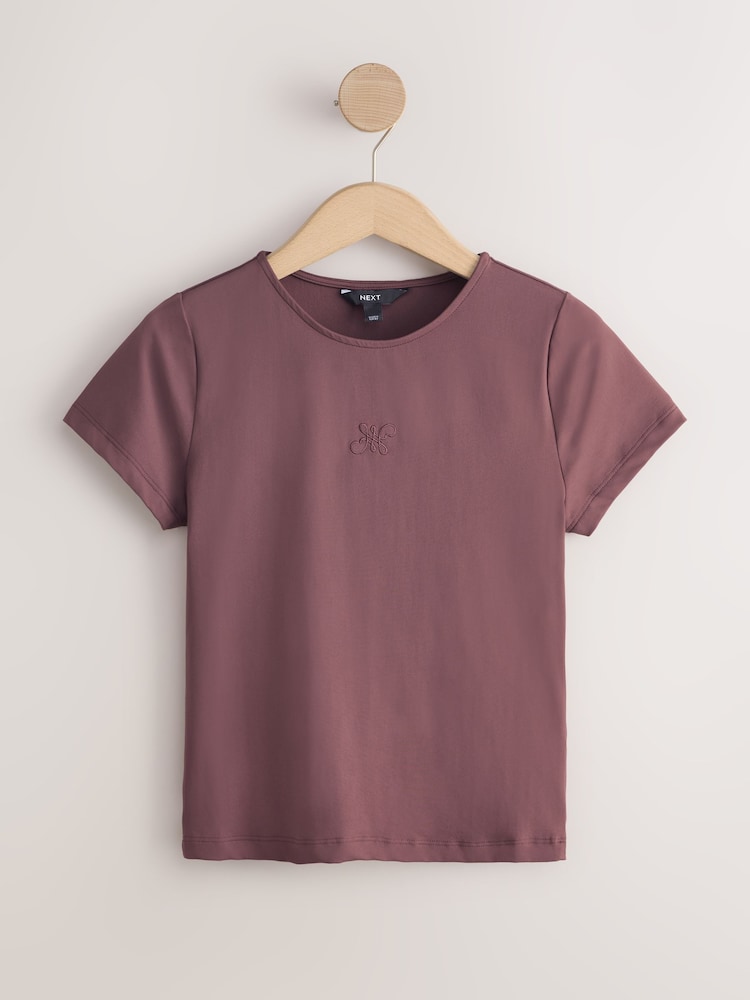 Chocolate Brown Logo Soft Touch Slinky Crew Neck Short Sleeve T-Shirt - Image 1 of 3