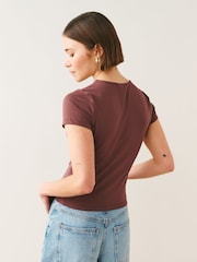 Logo Marron chocolat - T-shirt doux au toucher à Manches courtes et Col rond - Image 4 de 7