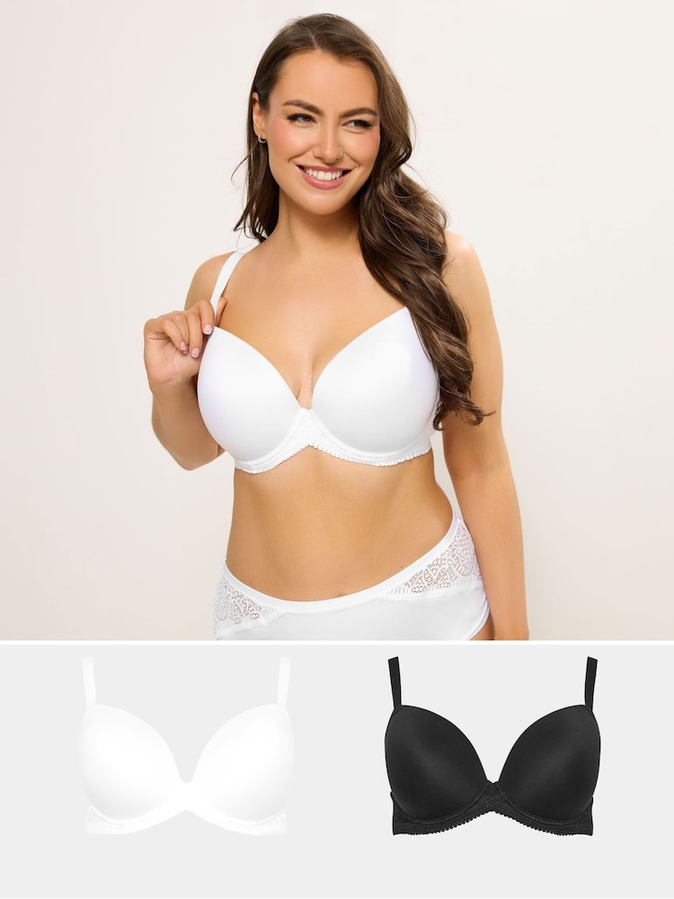 Yours Curve Black Elevated Underwired Padded Bra 2 Pack - Image 1 of 8