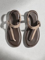 Neutral/Brown N. Premium Asymmetric Leather Sandals - Image 1 of 6