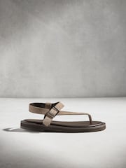 Neutral/Brown N. Premium Asymmetric Leather Sandals - Image 3 of 6