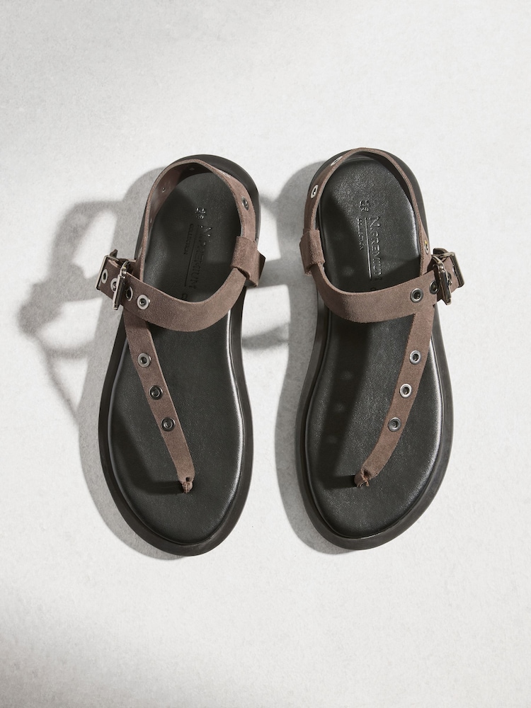 Grey/Brown N. Premium Asymmetric Leather Sandals - Image 1 of 6 Grey/Brown N. Premium Asymmetric Leather Sandals - Image 1 of 6