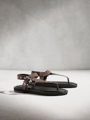 Grey/Brown N. Premium Asymmetric Leather Sandals - Image 2 of 6