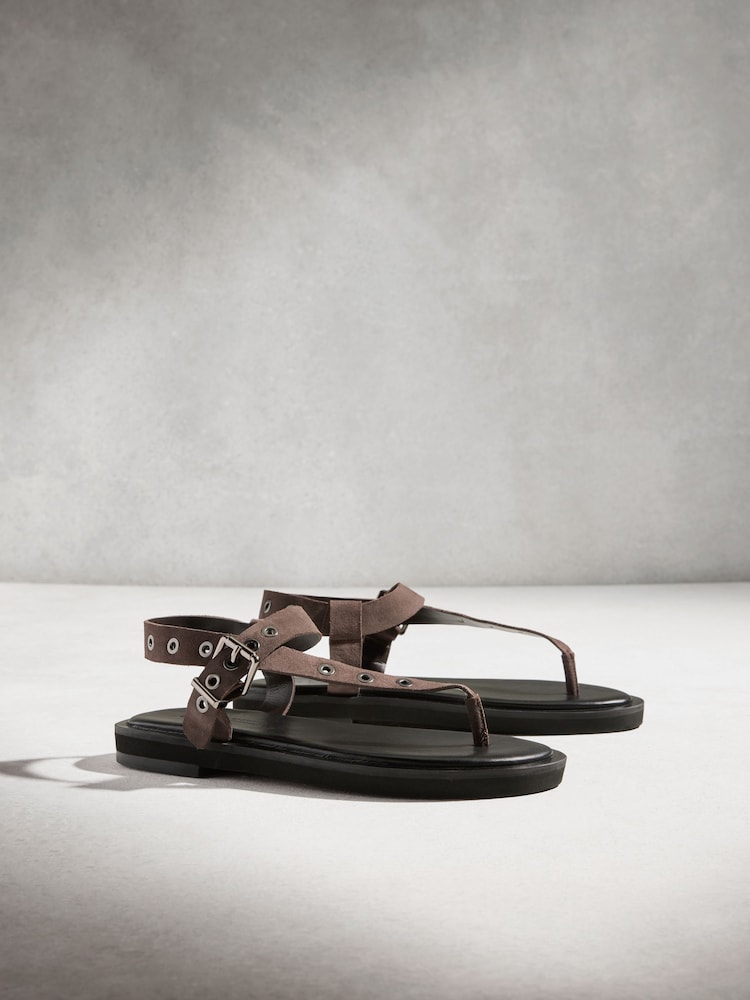 Grey/Brown N. Premium Asymmetric Leather Sandals - Image 2 of 6 Grey/Brown N. Premium Asymmetric Leather Sandals - Image 2 of 6