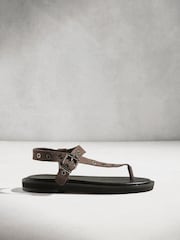 Grey/Brown N. Premium Asymmetric Leather Sandals - Image 3 of 6