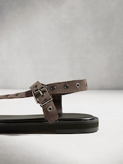 Grey/Brown N. Premium Asymmetric Leather Sandals - Image 5 of 6
