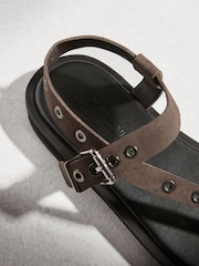 Grey/Brown N. Premium Asymmetric Leather Sandals - Image 6 of 6