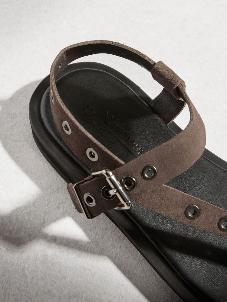 Grey/Brown N. Premium Asymmetric Leather Sandals - Image 6 of 6 Grey/Brown N. Premium Asymmetric Leather Sandals - Image 6 of 6