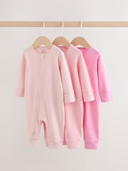 Pink Baby Sleepsuits 3 Pack (0mths-3yrs) - Image 1 of 9