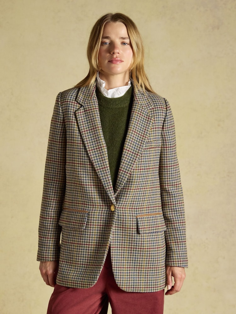 Hackmore Check Relaxed Fit Tweed Blazer With Wool - Image 1 of 10 Hackmore Check Relaxed Fit Tweed Blazer With Wool - Image 1 of 10