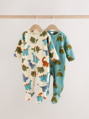 Plavo Dinosaurus - Mikro runo Dvosmerni rar bebe Sleepsuits 2 paket - Slika 1 od 9