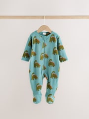Plavo Dinosaurus - Mikro runo Dvosmerni rar bebe Sleepsuits 2 paket - Slika 3 od 9