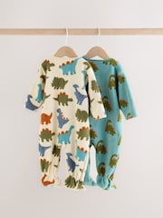 Plavo Dinosaurus - Mikro runo Dvosmerni rar bebe Sleepsuits 2 paket - Slika 4 od 9