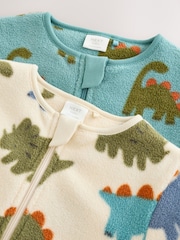 Plavo Dinosaurus - Mikro runo Dvosmerni rar bebe Sleepsuits 2 paket - Slika 7 od 9