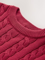 Rouge vif - Pull col rond en maille torsadée (3-16ans) - Image 3 de 4