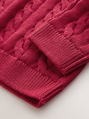 Rouge vif - Pull col rond en maille torsadée (3-16ans) - Image 4 de 4