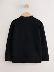 Black Textured Knitted Crew Neck Jumper (3-16yrs) - Image 2 of 4