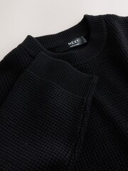 Black Textured Knitted Crew Neck Jumper (3-16yrs) - Image 3 of 4