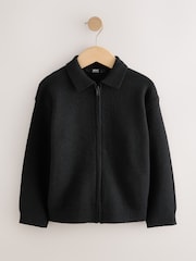 Black Zip Up Cardigan (3-16yrs) - Image 1 of 4