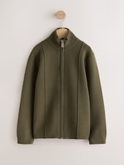 Khaki Green Funnel Neck Zip Through Cardigan (3-16yrs) - Image 1 of 4