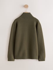 Khaki Green Funnel Neck Zip Through Cardigan (3-16yrs) - Image 2 of 4