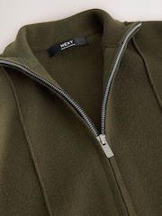 Khaki Green Funnel Neck Zip Through Cardigan (3-16yrs) - Image 4 of 4