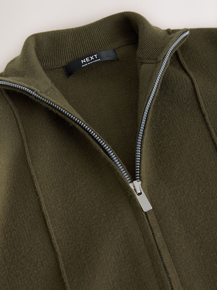 Khaki Green Funnel Neck Zip Through Cardigan (3-16yrs) - Image 4 of 4 Khaki Green Funnel Neck Zip Through Cardigan (3-16yrs) - Image 4 of 4