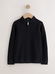 Black Knitted Zip Neck Polo Shirt (3-16yrs) - Image 1 of 4
