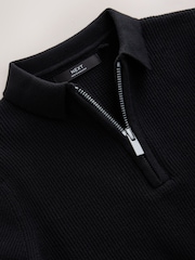 Black Knitted Zip Neck Polo Shirt (3-16yrs) - Image 3 of 4
